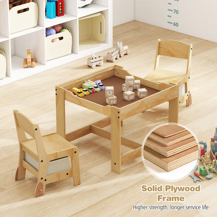 3 in 1 Kids Table and Chair Set with Removable Tabletop and 2 Storage Drawers