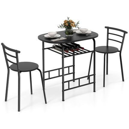 3 pcs Home Kitchen Bistro Pub Dining Table 2 Chairs Set