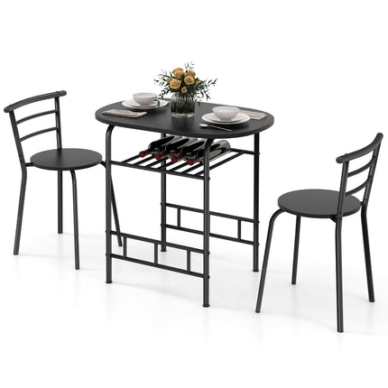 3 pcs Home Kitchen Bistro Pub Dining Table 2 Chairs Set