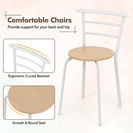 3 pcs Home Kitchen Bistro Pub Dining Table 2 Chairs Set