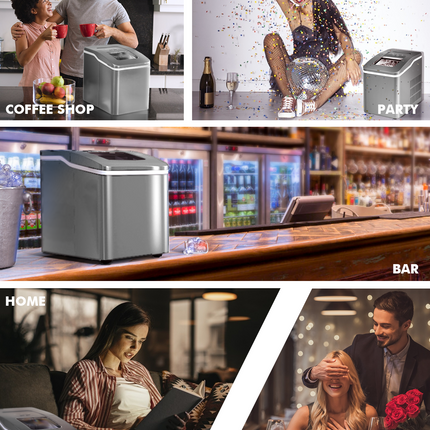 Portable Countertop Ice Maker Machine with Scoop-Silver