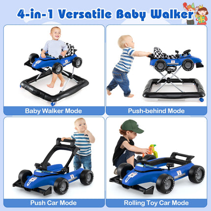 4-in-1 Baby Push Walker Activity Center Height Adjustable with Music Box