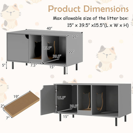 40 Inch Cat Litter Box Enclosure for 2 Cats Hidden Cat Washroom