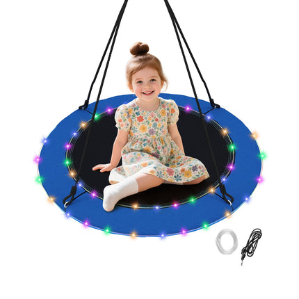 40 Inches Saucer Tree Swing Round with Lights for Kids and Adults