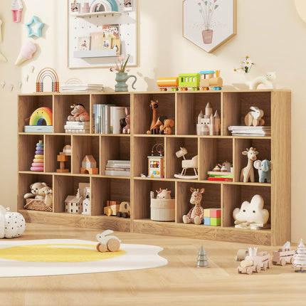 41 inches Wooden Toy Storage Organizer with 10 Cubes for Kids