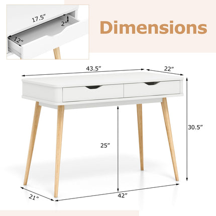 43.5 Inch Computer Desk with 2 Drawers for Small Spaces