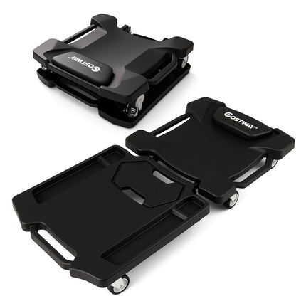 43 Inches Foldable Mechanic Creeper with Padded Headrest and Tool Trays-Black