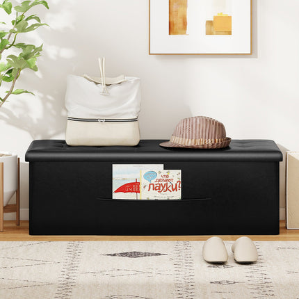 43 Inches Folding Storage Ottoman Bench Foot Rest Stool End of Bed Bench