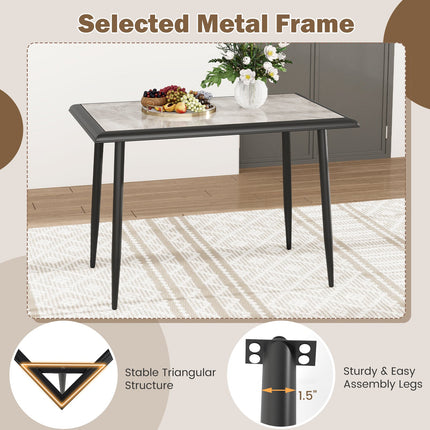 Sintered Stone Dining Table 44" Rectangular Kitchen Table with Metal Frame Indoor Modern Breakfast Table for Living Room Dining Room-Golden