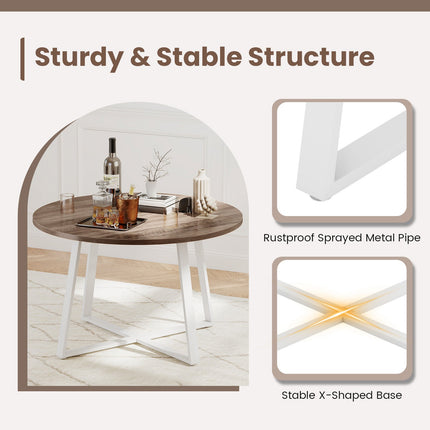 47 Inch Round Dining Table with Stable X-shaped Base and Round Thickened Tabletop