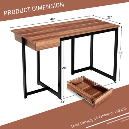 48 Inch Computer Desk with Metal Frame and Adjustable Pads