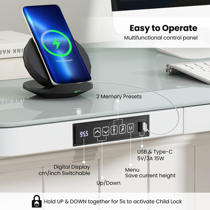 48-Inch Height Adjustable Electric Standing Desk with Drawer