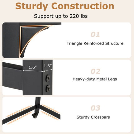 48 Inch Mobile Computer Workstation with 4 Smooth Casters