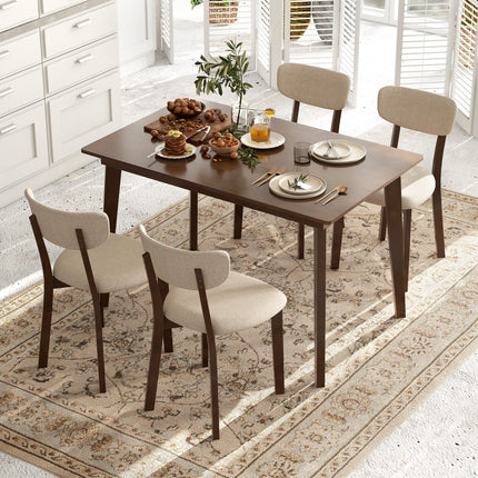 48 Inch Wooden Dining Table with Rubber Wood Legs for 4 People-Brown