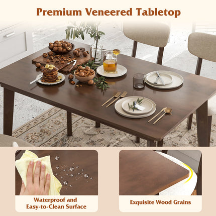 48 Inch Wooden Dining Table with Rubber Wood Legs for 4 People-Brown