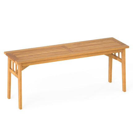 48 Inches Acacia Wood Bench with Breathable Slat Seat and Stable Triangular Structure
