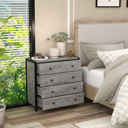 4-Drawer Dresser Modern Wooden Chest of Drawers for Bedroom Living Room