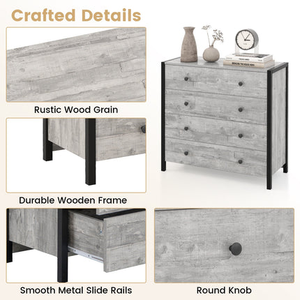 4-Drawer Dresser Modern Wooden Chest of Drawers for Bedroom Living Room