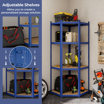 4-Tier Corner Shelving Unit Adjustable Garage Storage Utility Rack for Warehouse