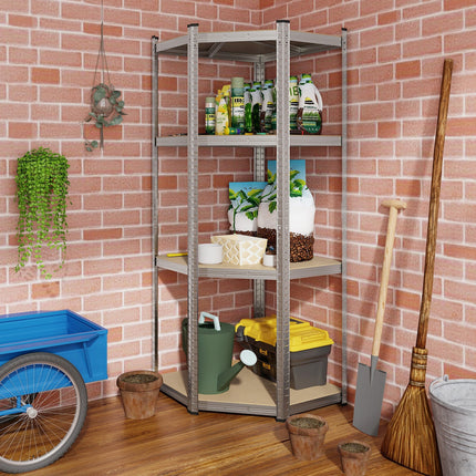 4-Tier Corner Shelving Unit Adjustable Garage Storage Utility Rack for Warehouse