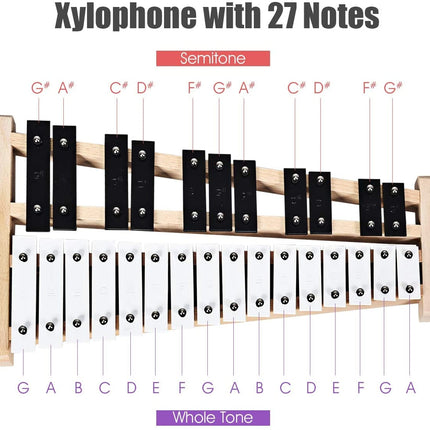 27 Note Glockenspiel Xylophone with 2 Rubber Mallets