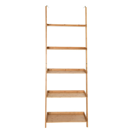 5-Tier Ladder Shelf Bamboo Bookshelf Wall-Leaning Storage Display Plant Stand-Natural