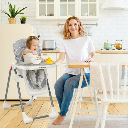 Folding Baby High Dining Chair with 6-Level Height Adjustment