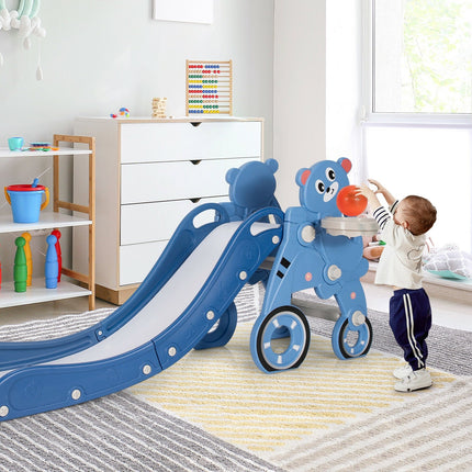 4-in-1 Foldable Baby Slide Toddler Climber Slide PlaySet with Ball