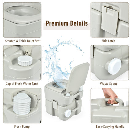 5.3 Gallon 20 L Portable Travel Toilet for Camping RV Indoor Outdoor