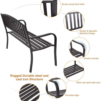 50 Inch Patio Garden Bench Loveseats for Outdoor