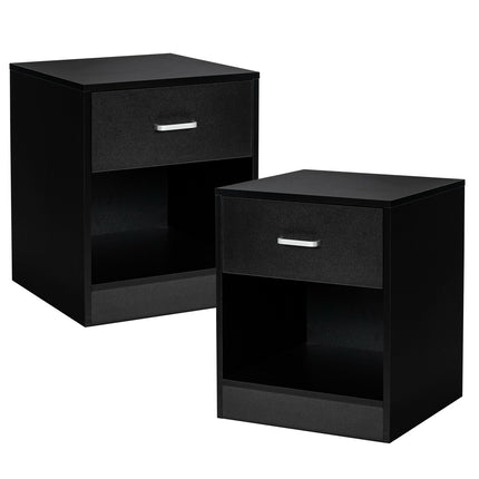 2 Pieces Nightstand with Storage Drawer and Cabinet