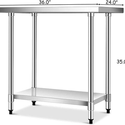 24 x 36 Inch Stainless Steel Commercial Kitchen Food Prep Table