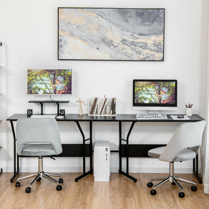 88.5 Inch L Shaped Reversible Computer Desk Table with Monitor Stand