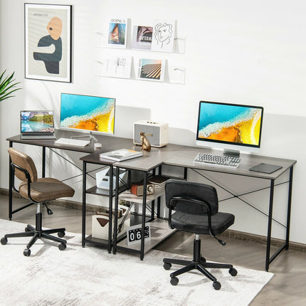 48 Inch Reversible L Shaped Computer Desk with Adjustable Shelf