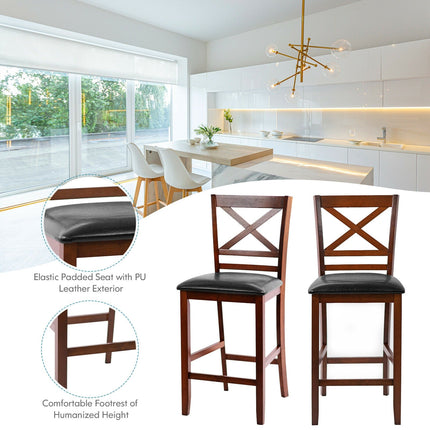 Set of 2 Bar Stools 25 Inch Counter Height Chairs with