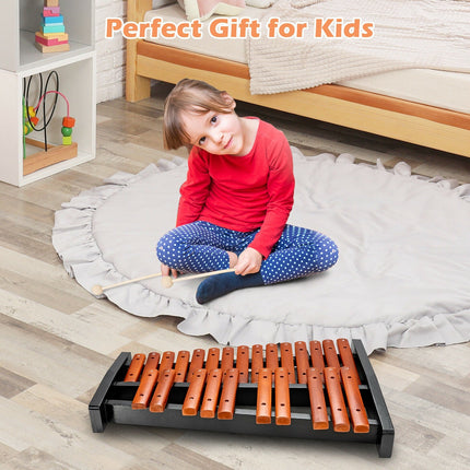 25 Notes Xylophone Wooden Percussion Educational Instrument with 2 Mallets