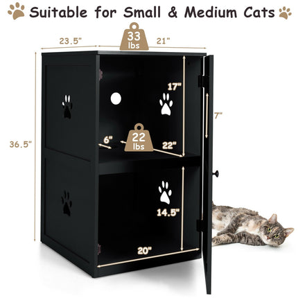 2-tier Litter Hidden Cat House With Anti-toppling Device