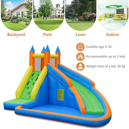 Kids Inflatable Water Slide Bouncing House with Carrying Bag and 480W Blower