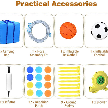 6-in-1 Inflatable Water Slides with Blower for Kids