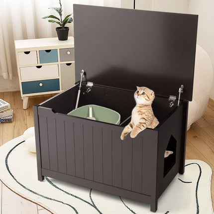 Wooden Cat Litter Box Enclosure with Top Opening Side Table Furniture