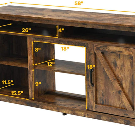 60”Industrial TV Stand Entertainment Center with Shelve and Cabinet-Brown