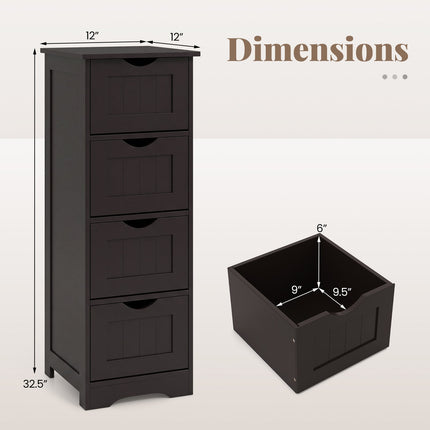 4-Drawer Freestanding Floor Cabinet with Anti-Toppling Device