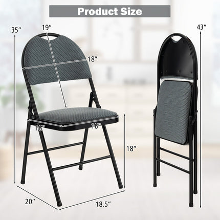 2/4 Pieces Padded Folding Dining Chairs with Backrest