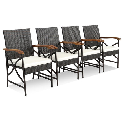 Set of 2/4 Patio Wicker Chairs with Soft Zippered Cushion
