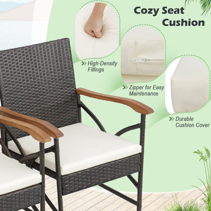 Set of 2/4 Patio Wicker Chairs with Soft Zippered Cushion