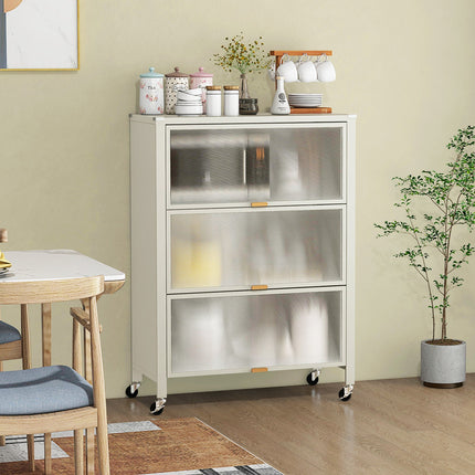 4-Tier Kitchen Bakers Rack with Flip Doors-White