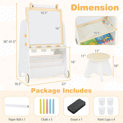 4-in-1 Toddler Activity Table Set with Magnetic Whiteboard and Chalk Board