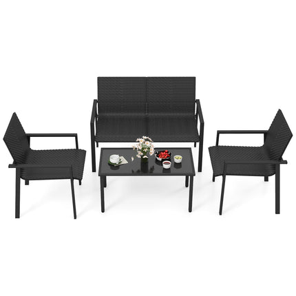 4 Pieces Patio Furniture Set with Heavy Duty Galvanized Metal Frame