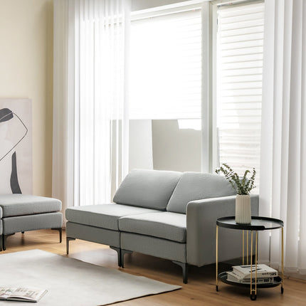 Modular L-shaped Sectional Sofa with Reversible Ottoman and 2 USB Ports