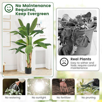 5.3 Feet Tall Bird of Paradise Artificial Plant Faux Banana Leaf Tree